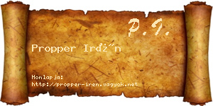 Propper Irén névjegykártya